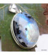 Pendentif Tourmaline sur Pierre de lune bleue Bijoux en Pierre de lune KC37.2