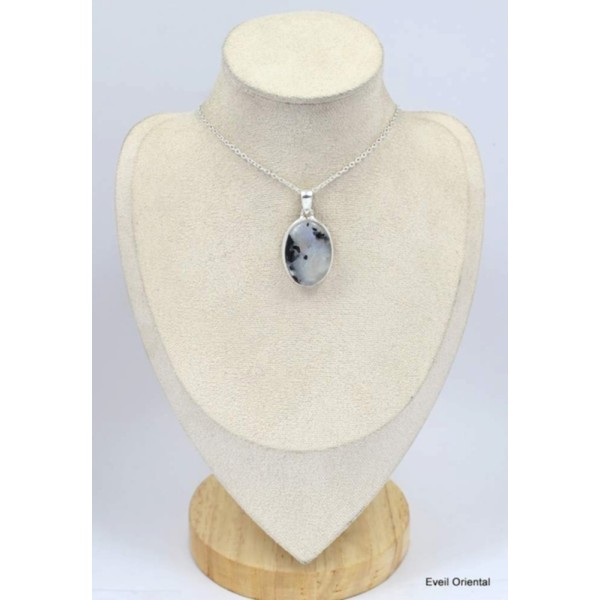 Pendentif Tourmaline sur Pierre de lune bleue Bijoux en Pierre de lune KC37.2