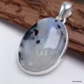 Pendentif Tourmaline sur Pierre de lune bleue - Pendentifs pierres naturelles