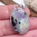 Pendentif Tourmaline sur Pierre de lune bleue - Pendentifs pierres naturelles