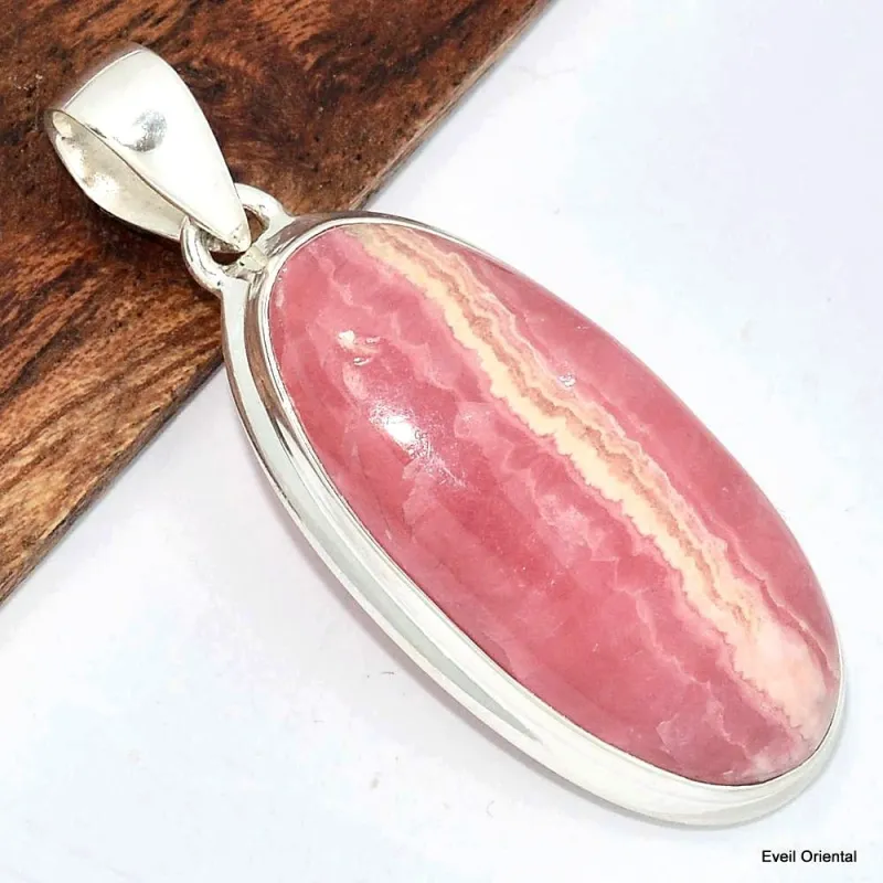 Pendentif Rhodochrosite grade AAA oval - Pendentifs pierres naturelles