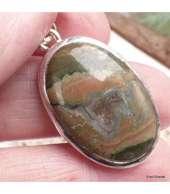 Pendentif oval en Rhyolite Pendentifs pierres naturelles CZ73.4