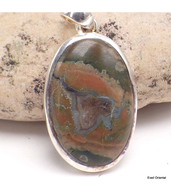 Pendentif oval en Rhyolite Pendentifs pierres naturelles CZ73.4