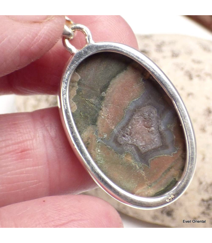 Pendentif oval en Rhyolite Pendentifs pierres naturelles CZ73.4