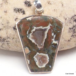 Rhyolite pendentif argent forme blason Pendentifs pierres naturelles CZ73