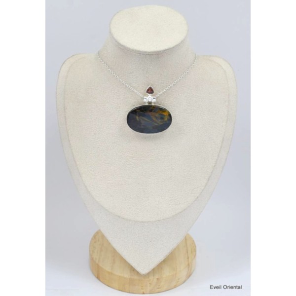 Somptueux pendentif Pietersite et Grenat Pendentifs pierres naturelles KC42