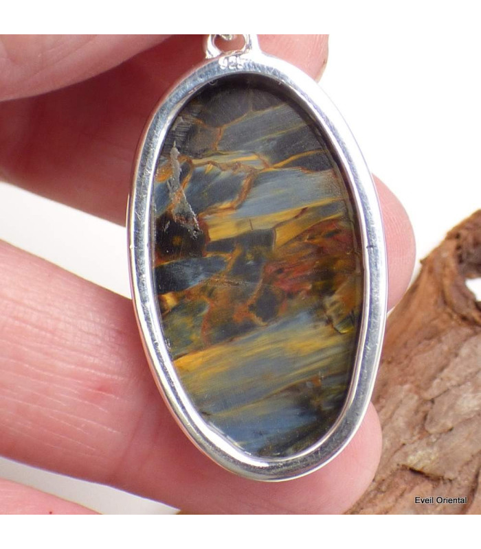 Flamboyant pendentif argent et Pietersite Pendentifs pierres naturelles KC42.2