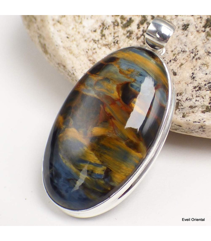 Flamboyant pendentif argent et Pietersite Pendentifs pierres naturelles KC42.2