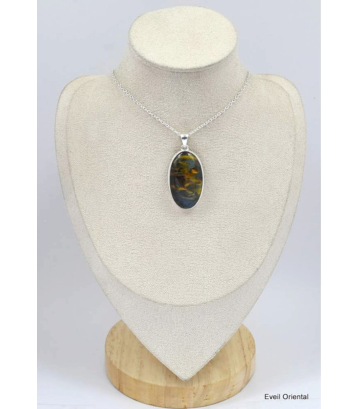 Flamboyant pendentif argent et Pietersite Pendentifs pierres naturelles KC42.2