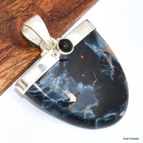 Pendentif Pietersite semi-oval et grenat Pendentifs pierres naturelles KC42.4