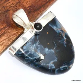 Pendentif Pietersite semi-oval et grenat - Pendentifs pierres naturelles