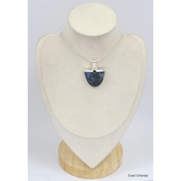 Pendentif Pietersite semi-oval et grenat Pendentifs pierres naturelles KC42.4