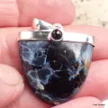 Pendentif Pietersite semi-oval et grenat - Pendentifs pierres naturelles