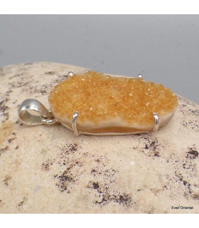 Bijou citrine druze naturel Pendentifs pierres naturelles KC43.1