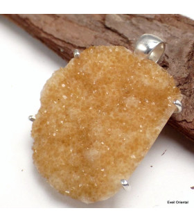 Pendentif argent citrine véritable naturelle druze