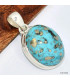 Authentique Turquoise et Pyrite pendentif oval Pendentifs pierres naturelles KC30.5