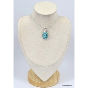Authentique Turquoise et Pyrite pendentif oval Pendentifs pierres naturelles KC30.5