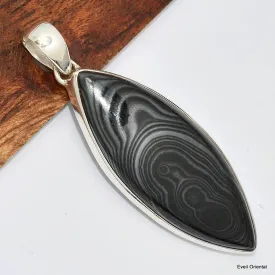 Pendentif marquise en Psilomélane ou Malachite noire - Pendentifs pierres naturelles