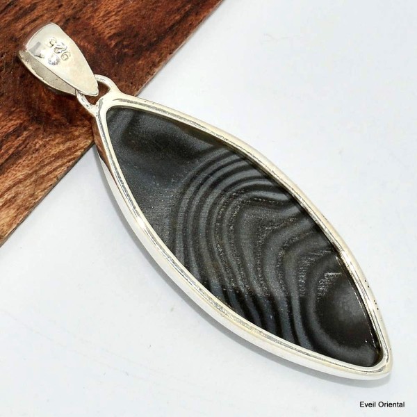 Pendentif marquise en Psilomélane ou Malachite noire Pendentifs pierres naturelles KC44.1