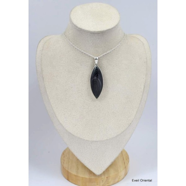 Pendentif marquise en Psilomélane ou Malachite noire Pendentifs pierres naturelles KC44.1