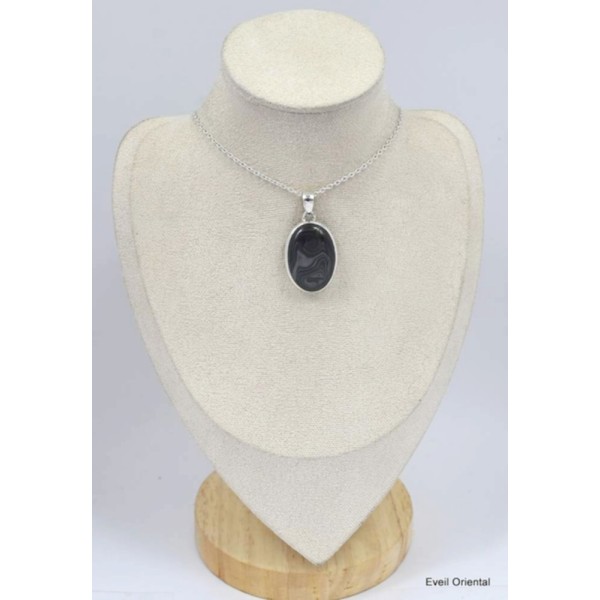 Pendentif oval en Psilomélane ou Malachite noire Pendentifs pierres naturelles KC44.2