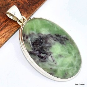 Pendentif argent Kammérérite verte mauve Pendentifs pierres naturelles KC47.4