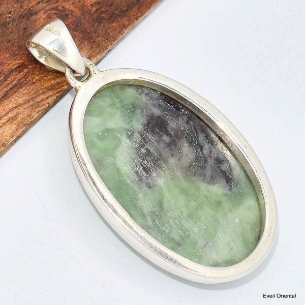 Pendentif argent Kammérérite verte mauve Pendentifs pierres naturelles KC47.4