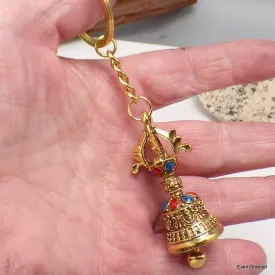 Porte-clé bouddhiste cloche et dorjé - Amulette bouddhiste, porte-clé