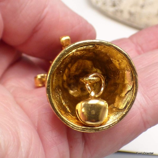 Porte-clé bouddhiste cloche et dorjé Amulette tibétaine, porte-clé BNP14