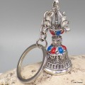 Porte-clé bouddhiste cloche et dorjé métal blanc Amulette tibétaine, porte-clé BNP15