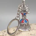 Porte-clé bouddhiste cloche et dorjé métal blanc - Amulette bouddhiste, porte-clé