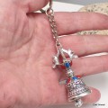 Porte-clé bouddhiste cloche et dorjé métal blanc Amulette tibétaine, porte-clé BNP15