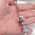 Porte-clé bouddhiste cloche et dorjé métal blanc - Amulette bouddhiste, porte-clé
