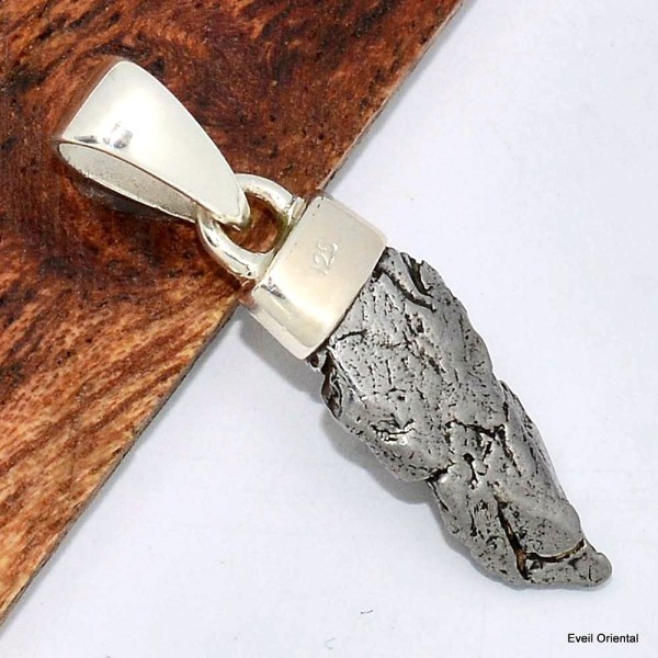 Pendentif argent Campo del Cielo - 3 Pendentifs pierres naturelles KC50.3