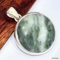 Pendentif rond Tourmaline verte sur quartz Pendentifs pierres naturelles KC51