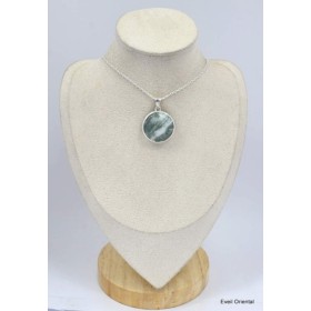 Pendentif rond Tourmaline verte sur quartz Pendentifs pierres naturelles KC51