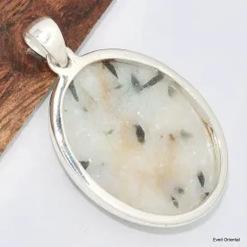 Pendentif oval Tourmaline verte sur quartz - Pendentifs pierres naturelles