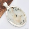 Pendentif oval Tourmaline verte sur quartz Pendentifs pierres naturelles KC51.1