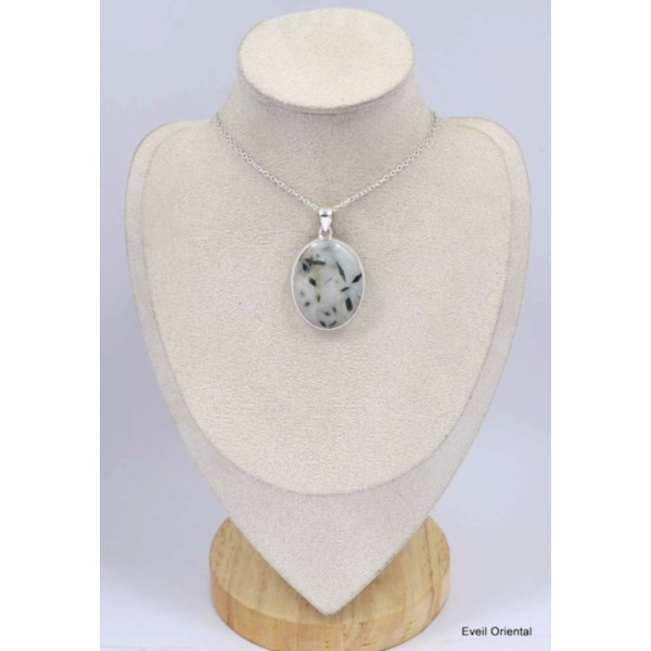 Pendentif oval Tourmaline verte sur quartz Pendentifs pierres naturelles KC51.1