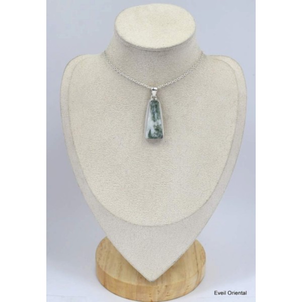Pendentif trapèze Tourmaline verte sur quartz Pendentifs pierres naturelles KC51.2