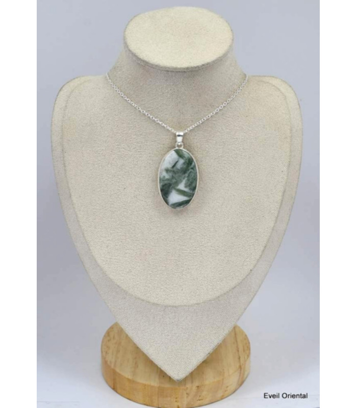 Gros pendentif Tourmaline verte sur quartz Pendentifs pierres naturelles KC51.3