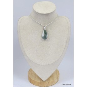 Pendentif goutte en Tourmaline sur quartz blanc Pendentifs pierres naturelles KC51.4