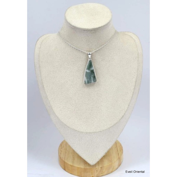 Pendentif Tourmaline verte triangulaire Pendentifs pierres naturelles KC51.6