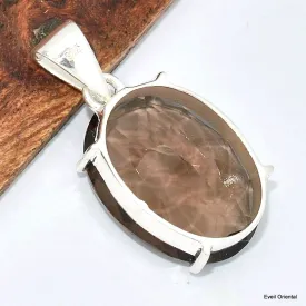 Pendentif oval Quartz fumé facetté - Pendentifs pierres naturelles