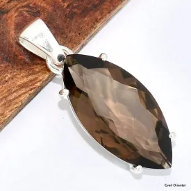 Pendentif marquise Quartz fumé facetté - Pendentifs pierres naturelles
