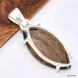 Pendentif marquise Quartz fumé facetté - Pendentifs pierres naturelles