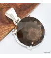 Pendentif rond en Quartz fumé facetté - Pendentifs pierres naturelles