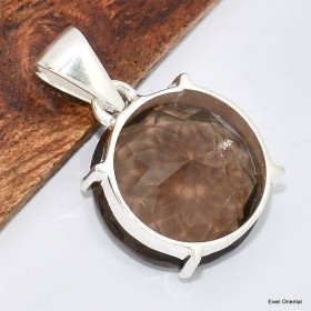 Pendentif rond en Quartz fumé facetté Pendentifs pierres naturelles KC53.3
