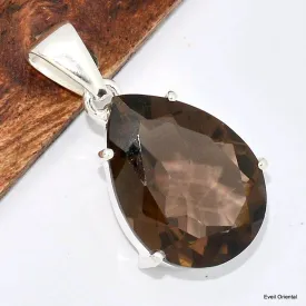 Pendentif goutte en Quartz fumé facetté - Pendentifs pierres naturelles
