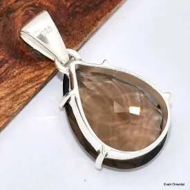 Pendentif goutte en Quartz fumé facetté - Pendentifs pierres naturelles